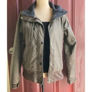 Billabong Outerwear Jacket Womens L Brown Herringbone Bomber Ski Lined No Hood